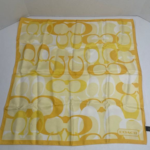 NWOT Coach 100% silk scarf beautiful bright yellow PRICE FIRM NO DISCOUNTS - Picture 3 of 10